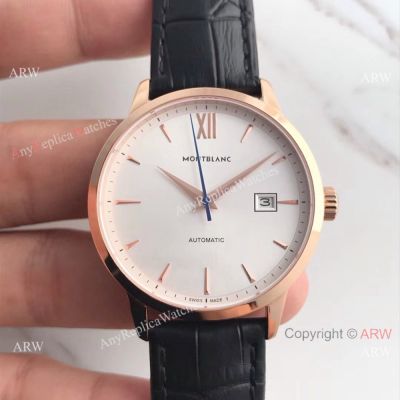 Montblanc Meisterstuck Watch Replica Rose Gold White Face